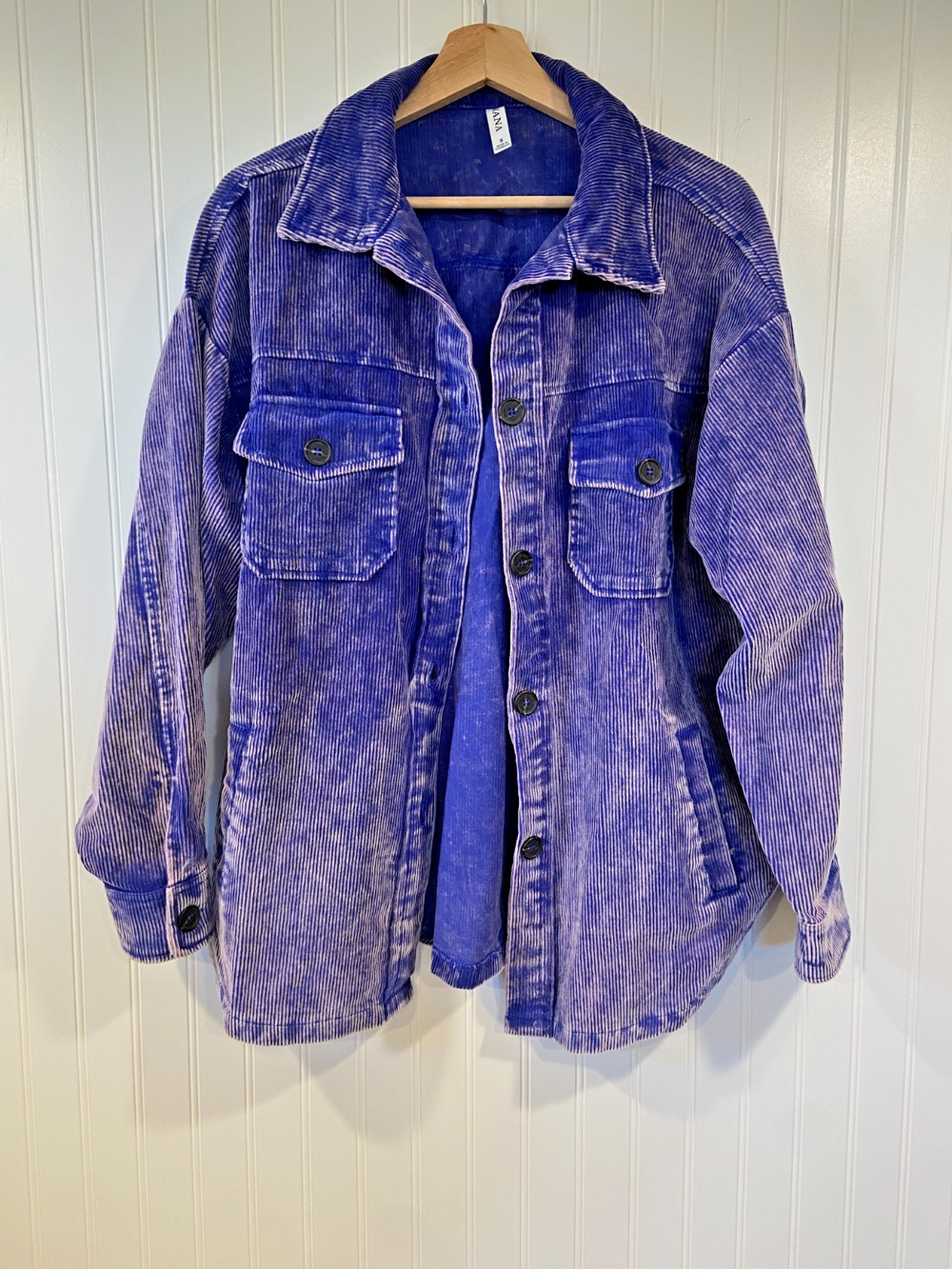 Zenana Corduroy Shirt Jacket Womens Small Purple Button Up Lightweight Shacket